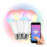 Pack 3 Ampolleta Inteligente Led Wifi Multicolor Smart E27 