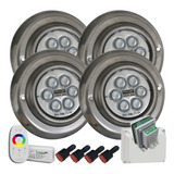 Kit 4 Luces Led 20w Rgb Pileta Hormigon Listo Para Instalar