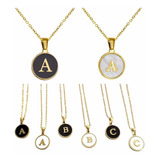 Set 2 Collares Letra Inicial Acero Inoxidable Negra+blanca