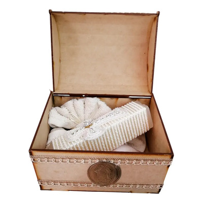 Kit De Bautizo Caja Mdf Baúl Vela Concha Toalla | Meses sin interés