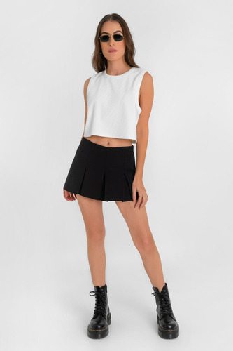 Falda Short Corto Tableado Cintura Alta High Street