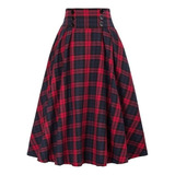 Gift Plaid Print High Waist Pleated Skirt For