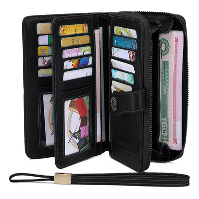 Marca Glowlin Cartera Para Mujer Gran Capacidad,billetera Con Bloqueo Rfid Color Rojo Diseño De La Tela Liso Negro | MercadoLibre