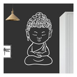 Adesivo De Parede Branco - Buda Meditando