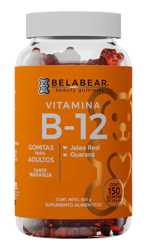 Vitamina B12 Bote Con 150 Gomitas - Belabear Sabor Naranja