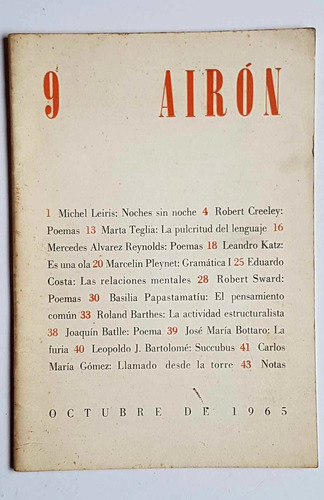 Revista Airon N9 1965, Roland Barthes, Michel Leiris