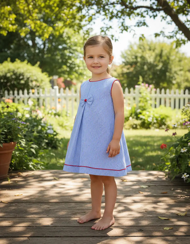Vestido Para Niña Pequeña Azul 4010 1 A 5 Años