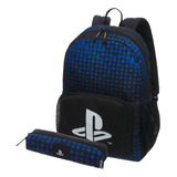 Combo Mochila + Cartuchera Playstation Waves Original Sony