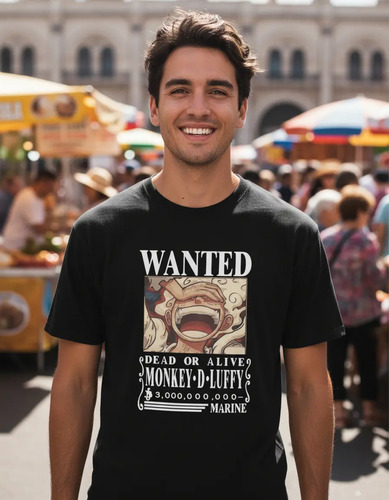 Playera De Cartel Wanted Monkey D Luffy One Piece Envio Gra.