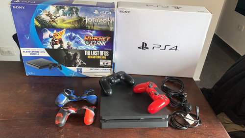 Ps4 Slim 500gb + 2 Joystick + 2 Juegos + 2 Fundas Joyatick