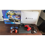 Ps4 Slim 500gb + 2 Joystick + 2 Juegos + 2 Fundas Joyatick