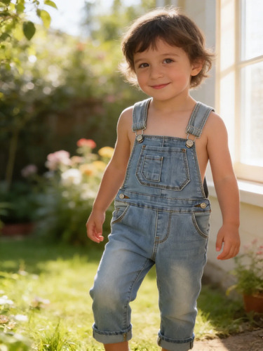 Overol De Denim Con Correa Regulable P/bebé Y Niño Pequeño