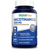 Nicotinamida Con Resveratrol 500 Mg - 180 Cápsulas Sabor Sin Sabor