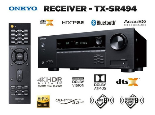 Receiver Tx-sr494 - 7.2 - 4k - Dolby Atmos Zona B - Onkyo 