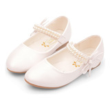 Zapatos Planos De Ballet Para Niñas Pequeñas Con Perlas, Laz