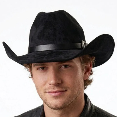 Sombrero Unisex Fabellino Texana Tejana Vaquero Gamuza Color Negro Talla G | Meses sin interés