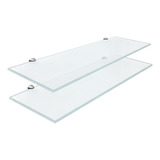 Kit De 2 Repisas Para Baño 20 X 60cm / Cristal Templado 9mm