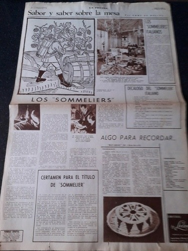 Diario La Prensa 1972 Sommeliers Manteles Moda Fráncfort