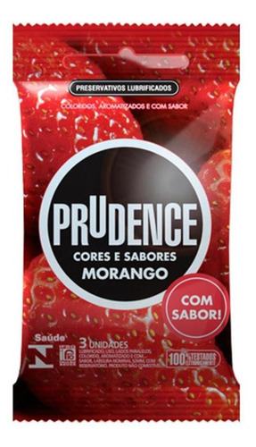 Preservativo Prudence Cores E Sabores Morango - 3 Unidades