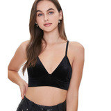 Bralette Terciopelo Sexy Crop Top Tirantes Lenceria 