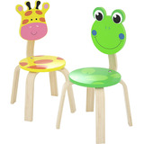 Iplay, Ilearn 2 Pcs Juegos De Sillas De Madera Para Niños, J