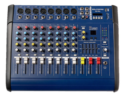 Mesa De Som Amplificada Mixer Digital 8 Canais 16 Efeitos