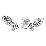 Pandora Sparkling Angel Wing Stud Earrings - Elegant Earrin.