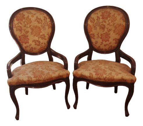 Par De Sillones Estilo Francés. Tapizado Y Lustre Original.