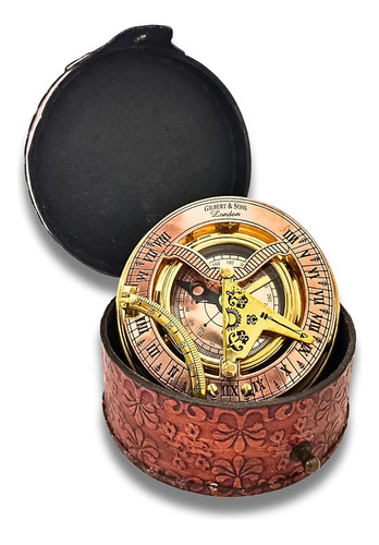 Brújula De Reloj De Sol De Latón Antiguo Y Cobre, Reloj De R