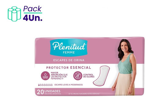 Pack X 4 Protector Esencial Adulto Plenitud Femme 20u