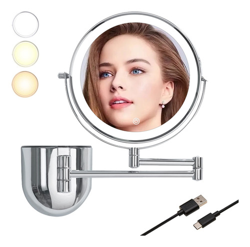 Espejo De Maquillaje Led Con Aumento 10x Tushengtu 8cbu-c1