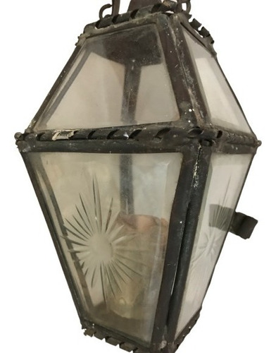 Lámpara Antigua Con Vidrio Biselado