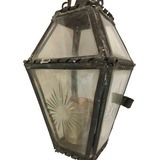 Lámpara Antigua Con Vidrio Biselado