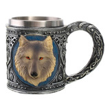 Taza Lobo Stark Game Of Thrones Tazon Mug Color Plata Azul