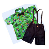 Conjunto Minecraft Camisa Social Menino Festa Infantil 