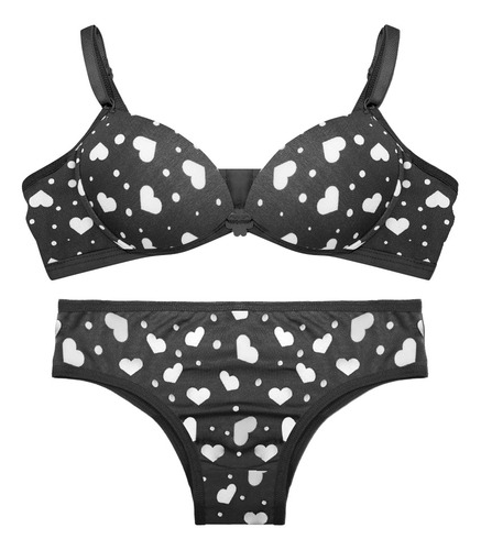 4 Calcinhas E Sutia Juvenil Com Bojo Lingerie Estampado Liso