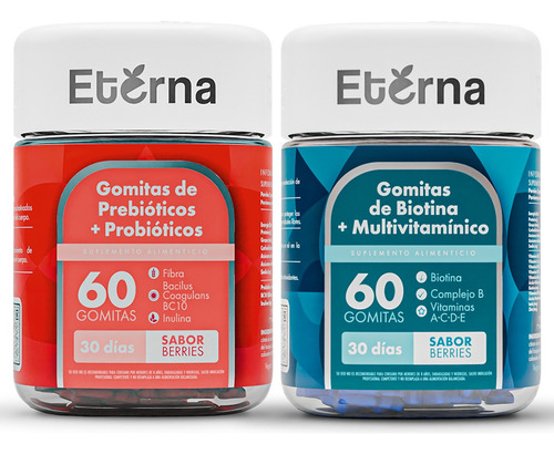  Pack Gomitas De Biotina Y Probióticos 