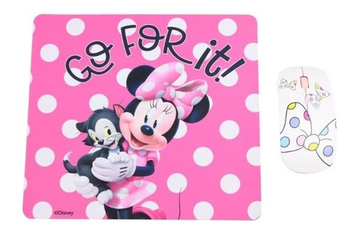 Kit Mouse Wireless + Mousepad Minnie Go For It!