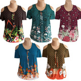 Kit 3 Blusa Feminina Senhora  Malha Fria Liganete  Estampada