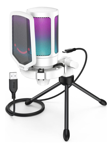 Micrófono Fifine Usb Para Pc Para Streaming De Podcasts, Rgb