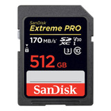 Cartao Memoria Sandisk Sdxc Extreme Pro U3 4k 170mb/s 512gb