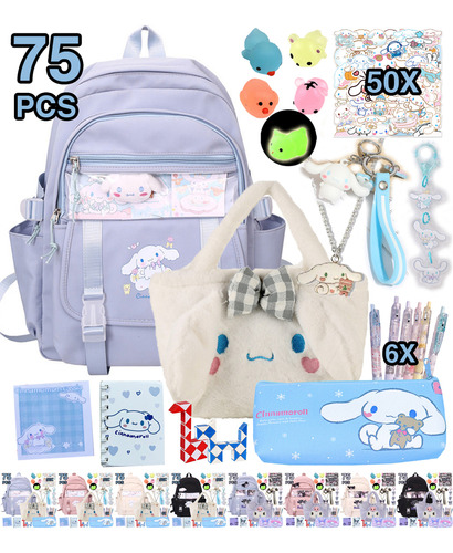 75 Mochilas Cinnamoroll 3d, Collar, Bolígrafo, Estuche Para