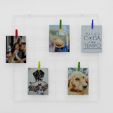Memory Board Grade De Fotos 40x40 + Mini Prendedores Cor Branco