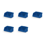 Kit C/5 Gaveteiro Organizador Caixa Bin Nº 1 S/trava Azul,