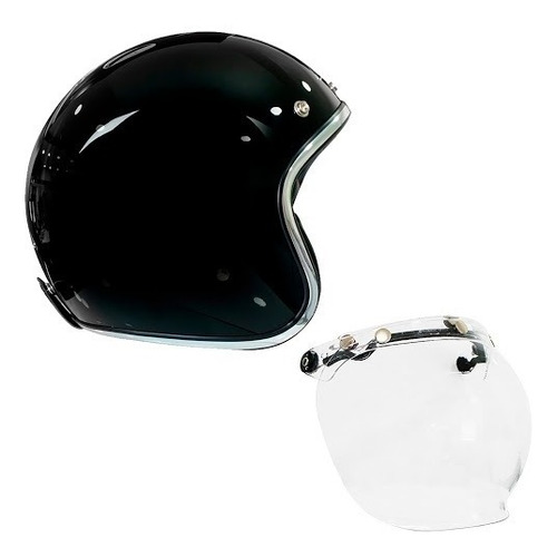 Conjunto Combo Casco Moto Abierto Maiden + Visor Cristal