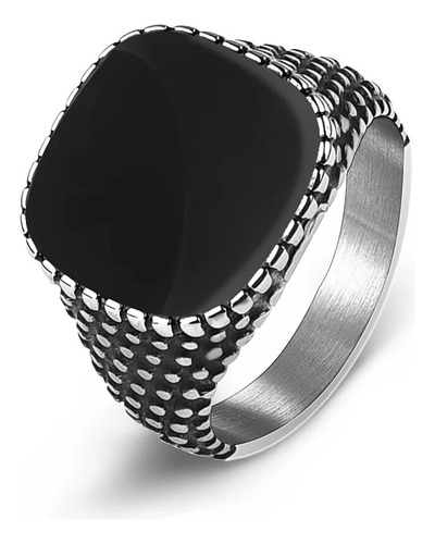 Anillo Cuadrado De Piedra Roja Negra Para Hombre, Anillo Con