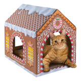 Liba Casa De Cartón Para Gatos De Navidad Con Almohadilla Pa