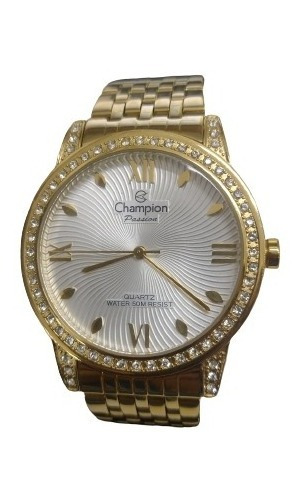 Relógio Champion Feminino Dourado Com Strass Cn28964