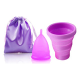 Copa Menstrual Certificada Fda + Vaso Esterilizador Color Morada S