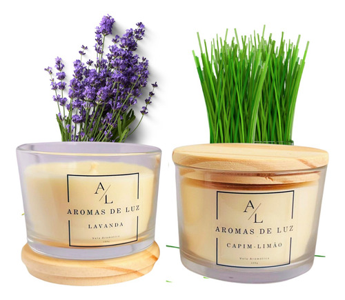 Kit 2 Velas Aromáticas Perfumada Capim Limão E Lavanda 100gr